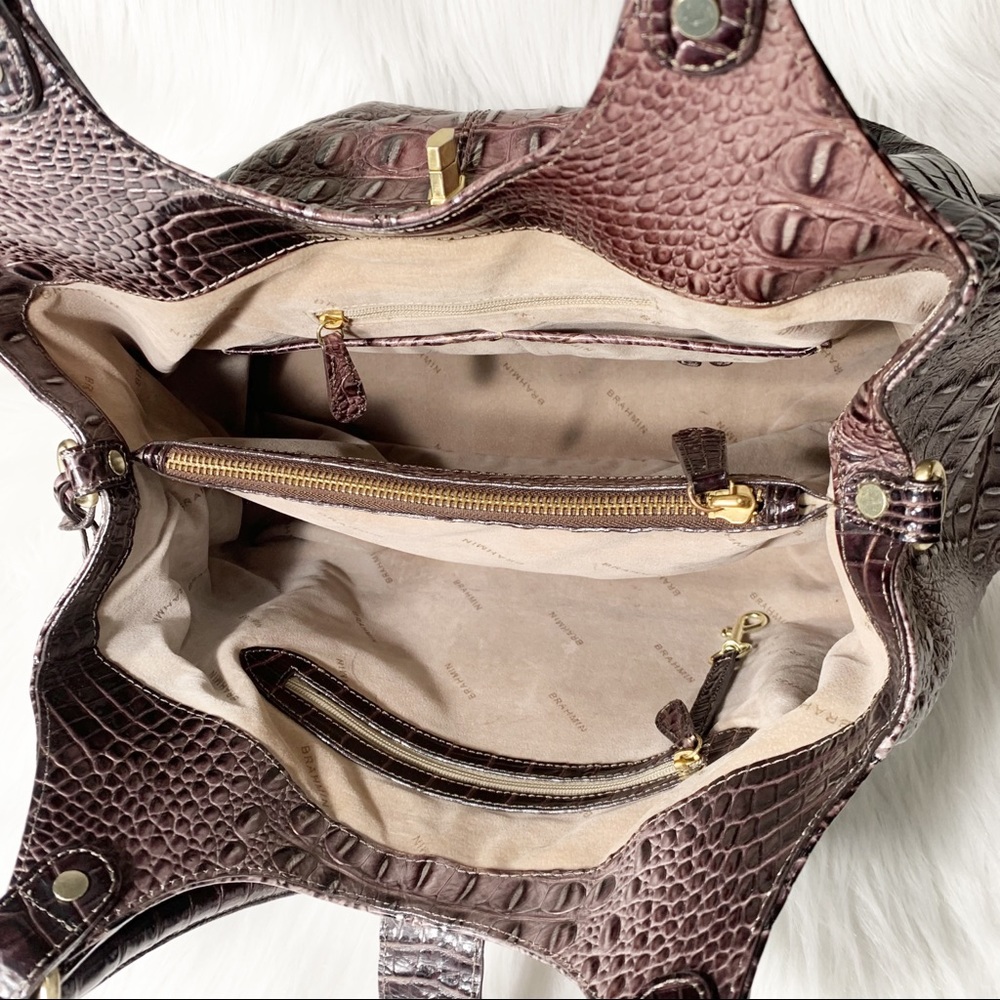 SOLD-Brahmin Leather Croc Embossed Ombre Slouchy Hobo Satchel Purse - Picture 7 of 10
